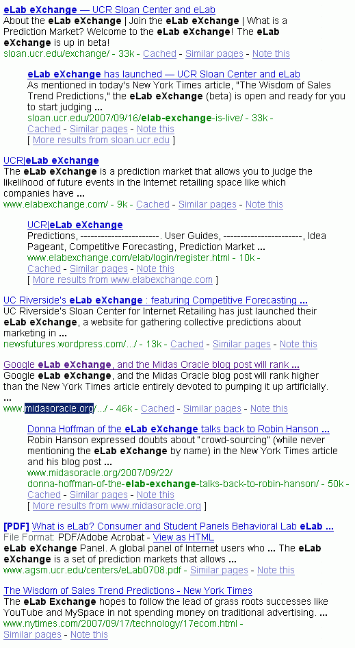 eLab eXchange at Google Search