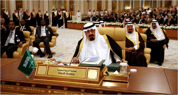 King Abdullah of Saudi Arabia in Riyadh in March
